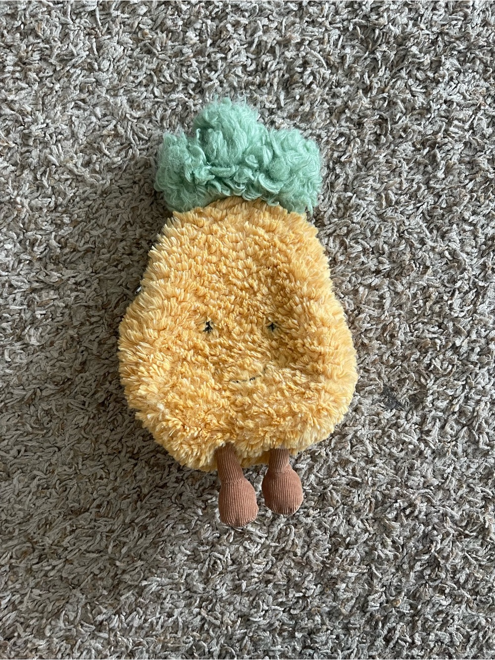 Jellycat Amusable Plush Pineapple purse with Silver Logo Charm